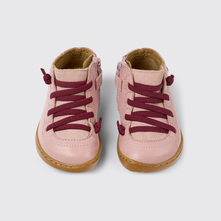 Overhead view of Peu Pink leather and nubuck boots