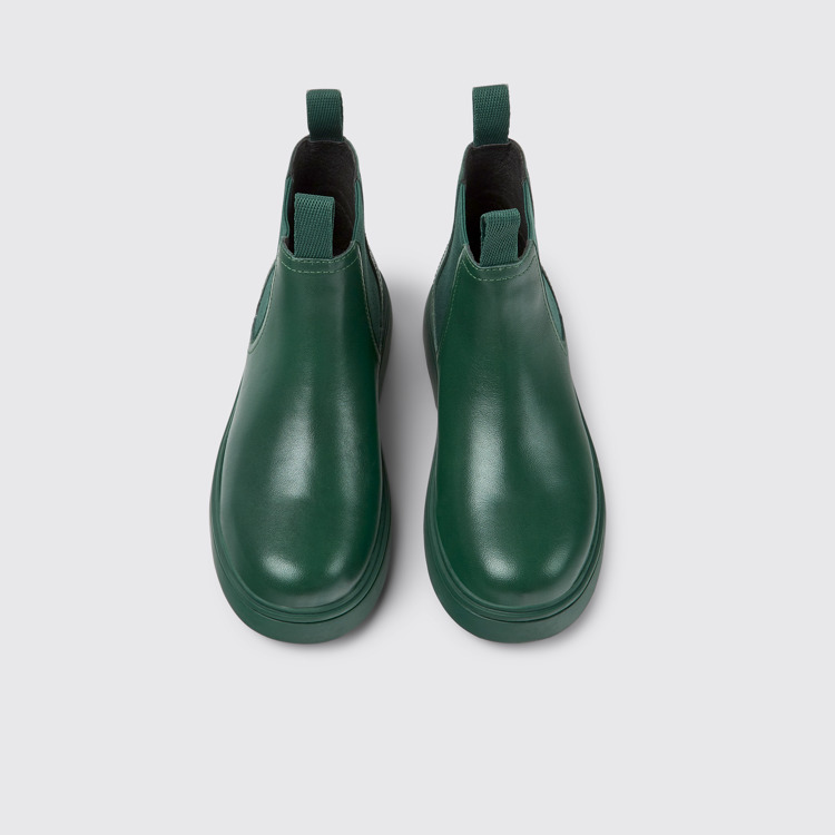 Overhead view of Norte Green leather Chelsea boots  for kids