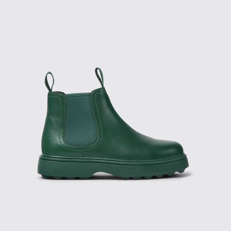 Side view of Norte Green leather Chelsea boots  for kids