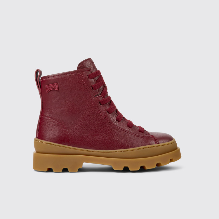 Side view of Brutus Burgundy leather lace-up boots