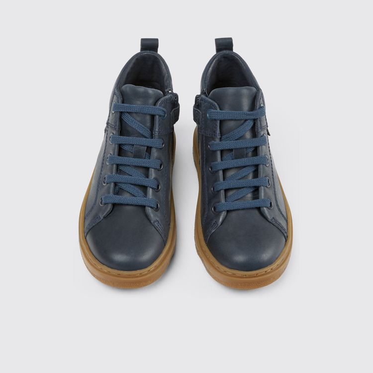 Overhead view of Kiddo Blue leather ankle boots