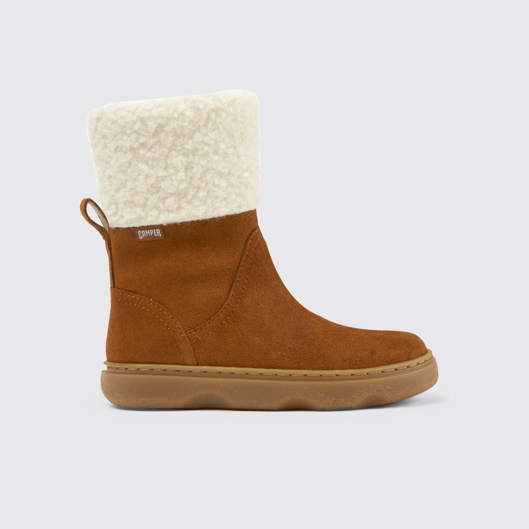 Side view of Kiddo Brown nubuck boots