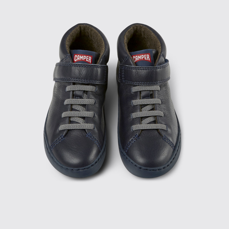 Overhead view of Peu Touring Dark blue leather sneakers