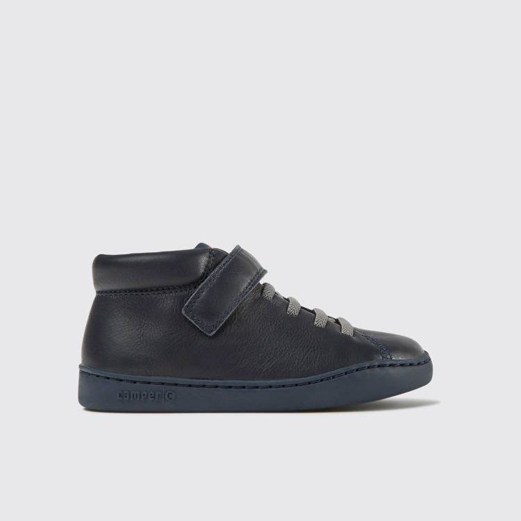 Side view of Peu Touring Dark blue leather sneakers