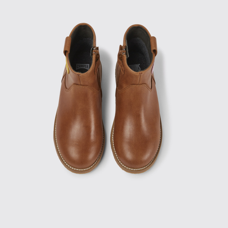 Overhead view of Twins Brown leather ankle boots