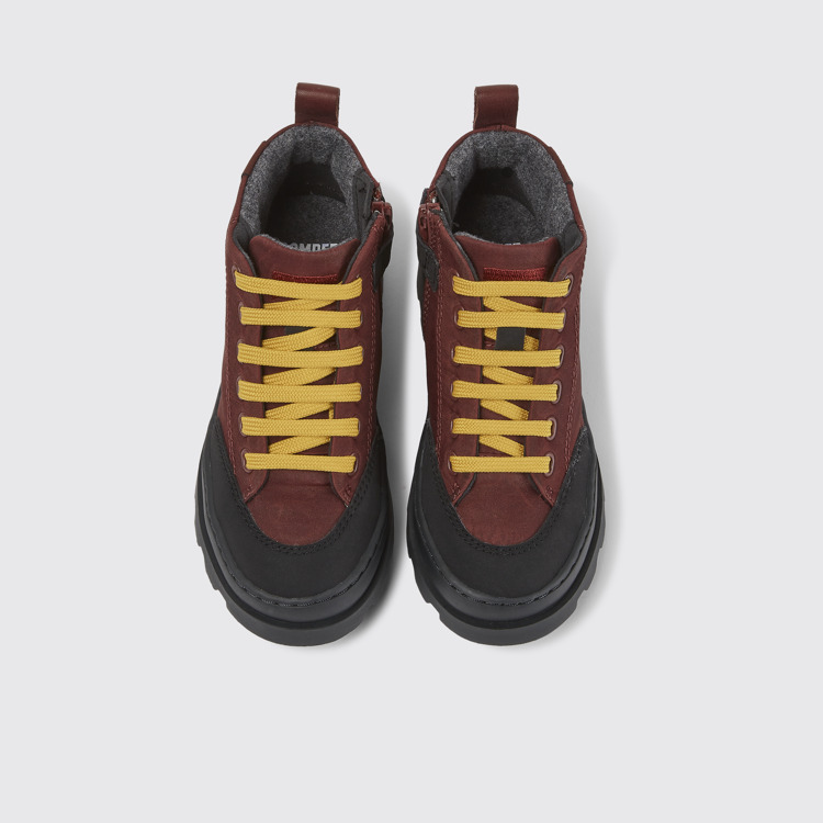 Overhead view of Brutus Burgundy ankle boots