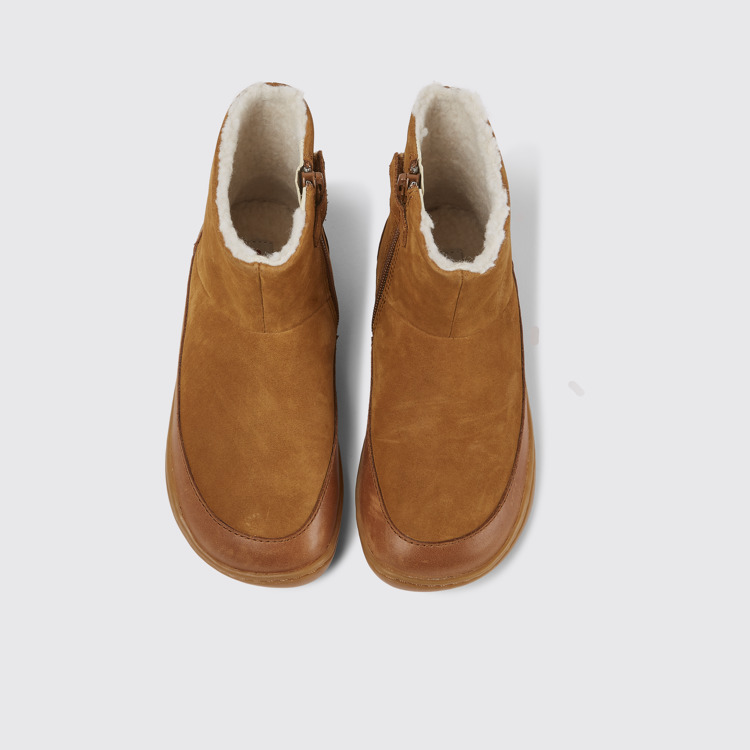 Overhead view of Peu Brown zip ankle boots