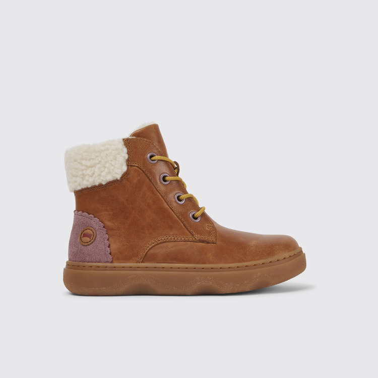 Side view of Kiddo Brown ankle boots