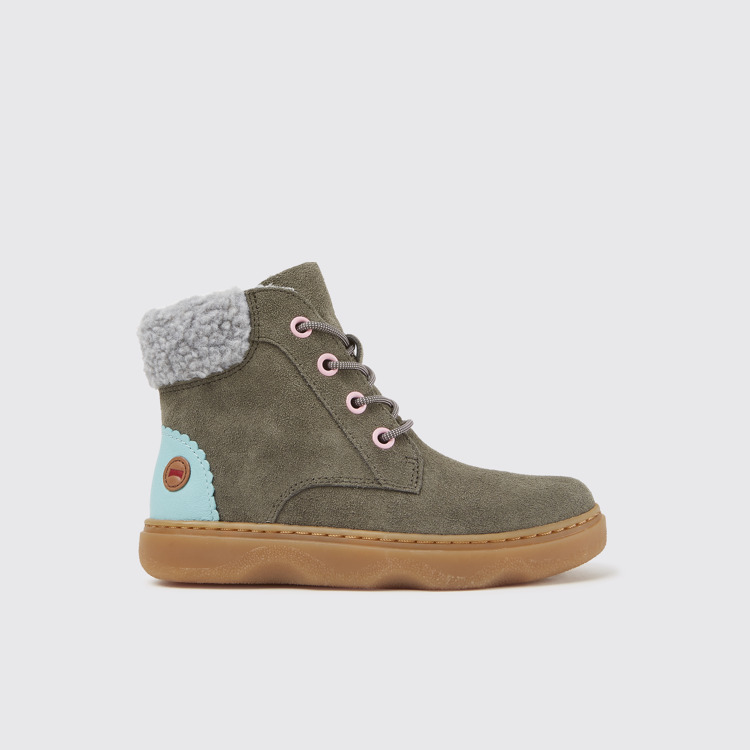 Side view of Kiddo Dark green ankle boots