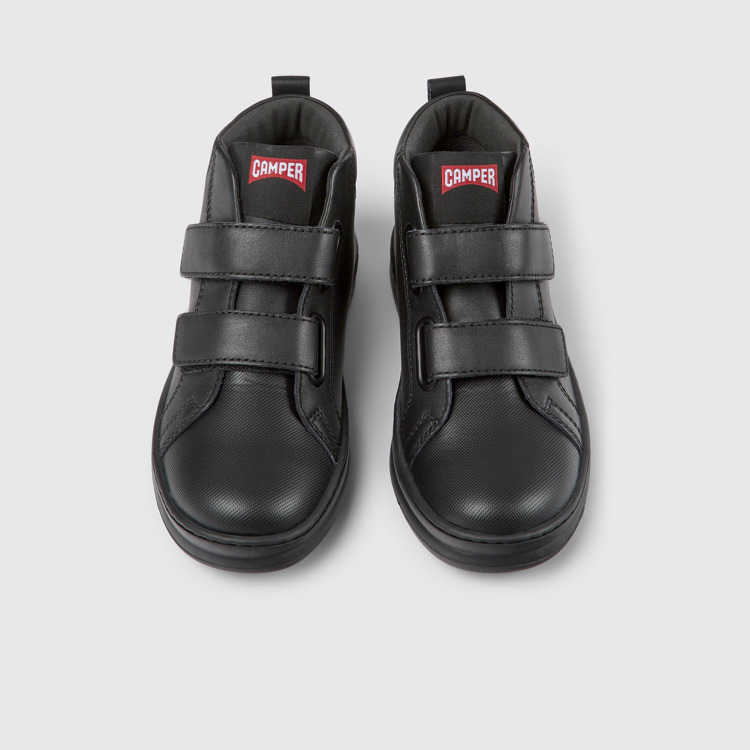 Runner Bottines noires en cuir et tissu pour enfant