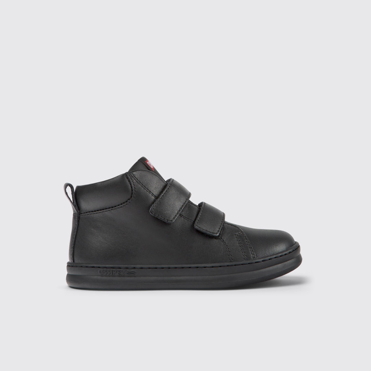 Runner Bottines noires en cuir et tissu pour enfant