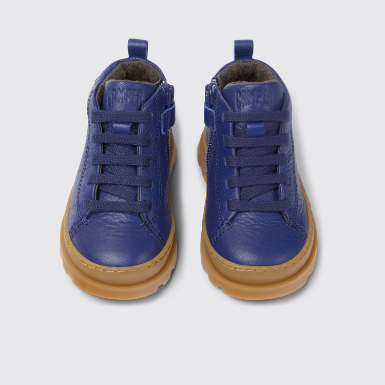 Overhead view of Brutus Blue leather lace-up boots