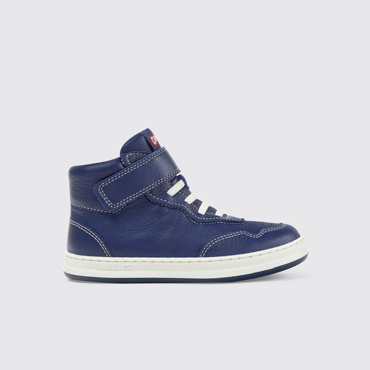 Side view of Runner Blue leather sneakers