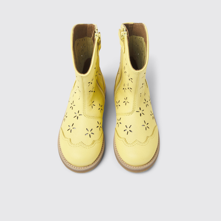 Savina Bottes en cuir jaune pour enfant