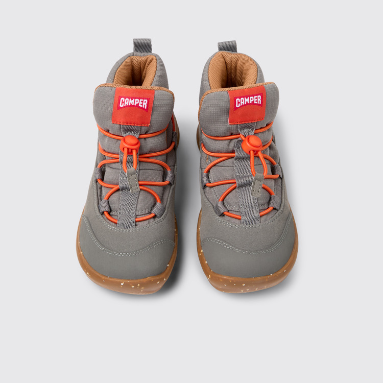 Overhead view of Ergo Grey textile ankle boots for kids