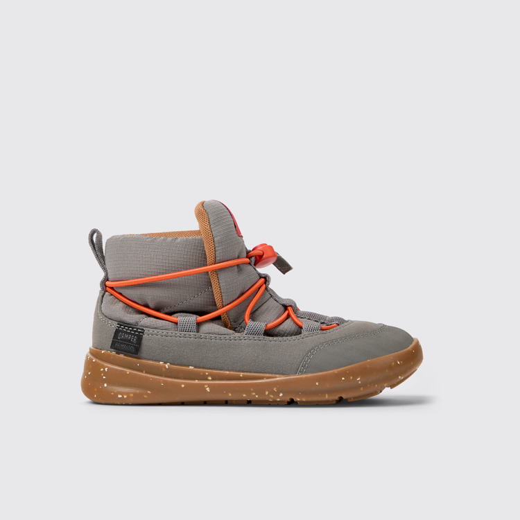 Side view of Ergo Grey textile ankle boots for kids