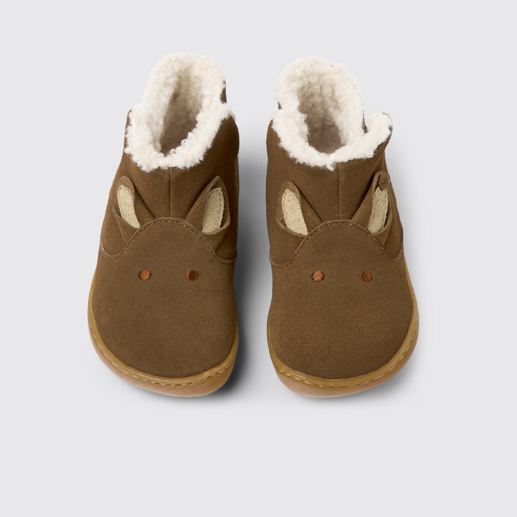 Overhead view of Twins Brown nubuck boots for kids