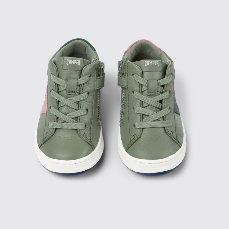 Overhead view of Twins Green leather sneakers for kids