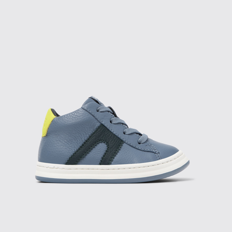 Side view of Twins Gray leather sneakers for kids