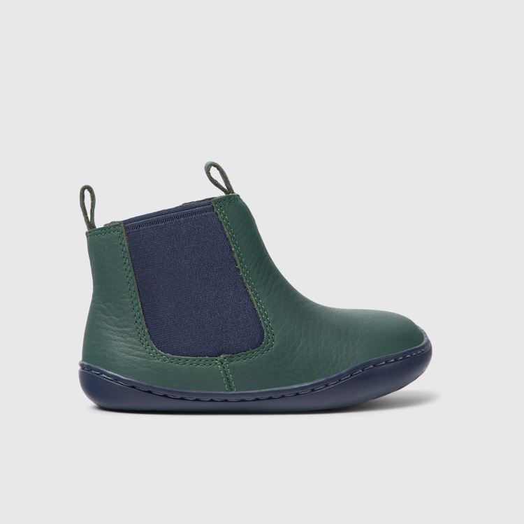 Peu Bottes en cuir vert et bleu pour enfant