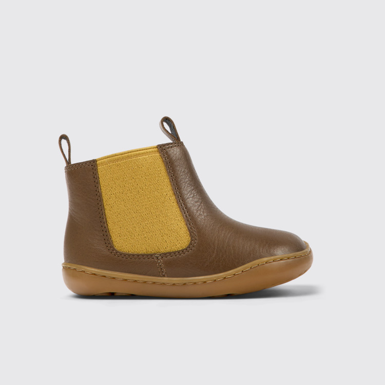 Peu Bottes en cuir marron pour enfant