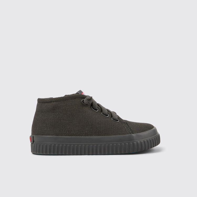 Side view of Peu Roda Dark gray textile sneakers for kids