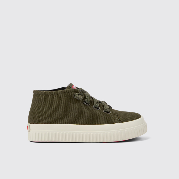 Side view of Peu Roda Green textile sneakers for kids