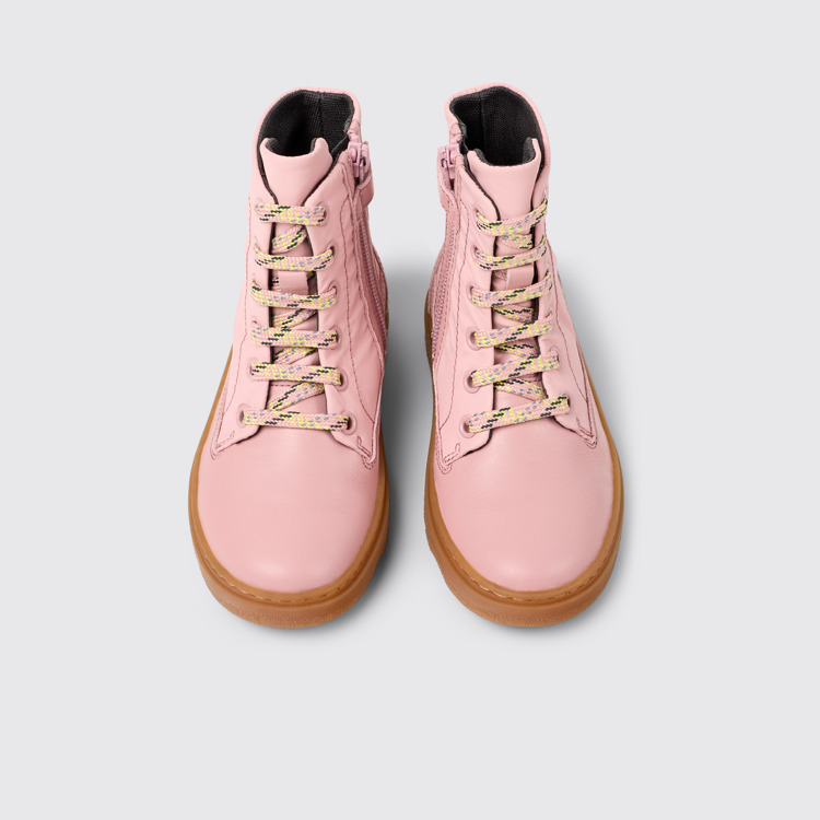 Kiddo Bottines roses en cuir et tissu pour enfant