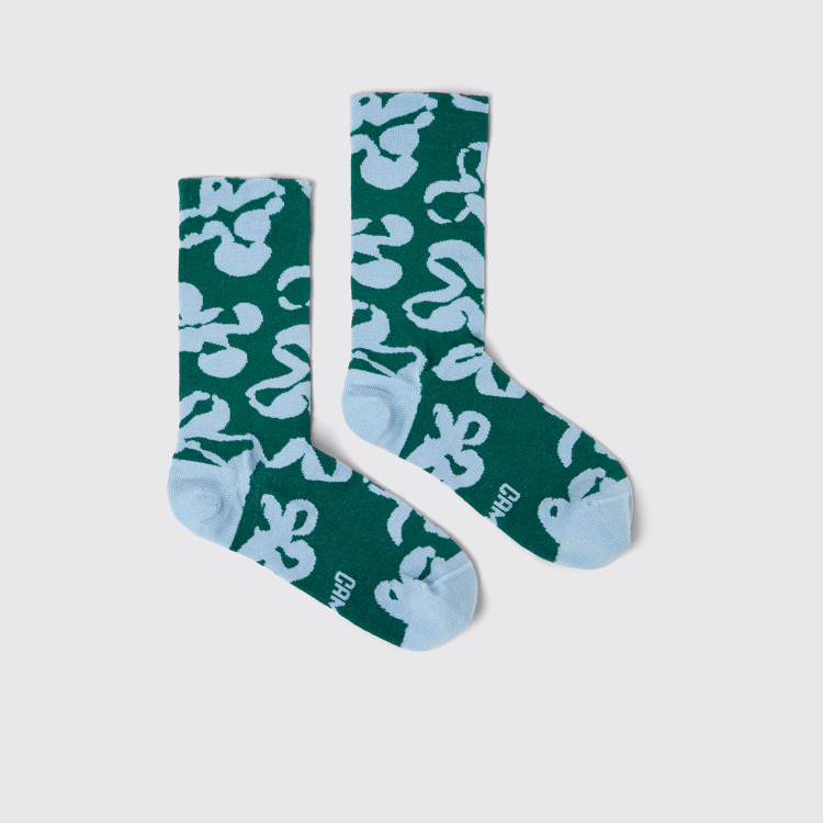 Side view of Calma Socks PYRATEX® Green and blue PYRATEX® socks