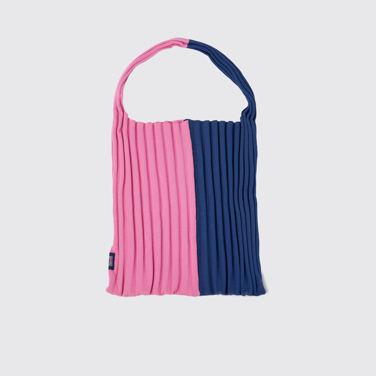 Knit TENCEL® Knit bag, blauw met roze, TENCEL® Lyocell