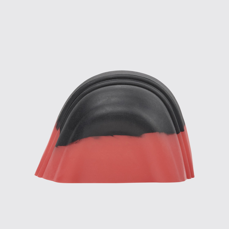 Side view of Junction Toe Caps Black, red rubber toe caps