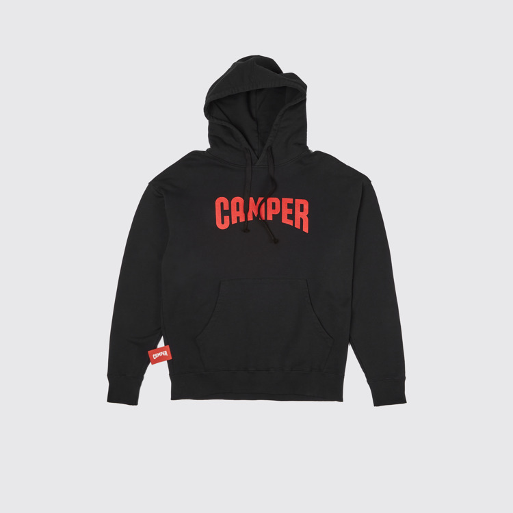 Hoodie Felpa con cappuccio nera con logo Camper