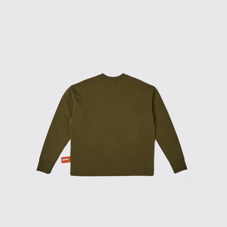 Back view of Sweatshirt  Green-brown unisex sweatshirt