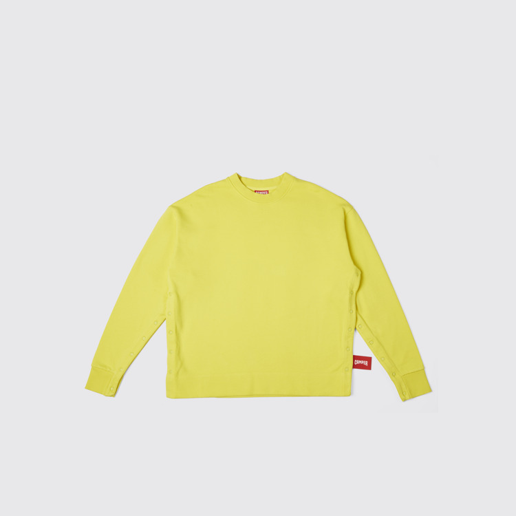 Side view of  Sweatshirt Yellow unisex sweatshirt