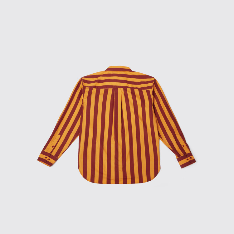 Back view of Shirt Burgundy and orange striped unisex shirt