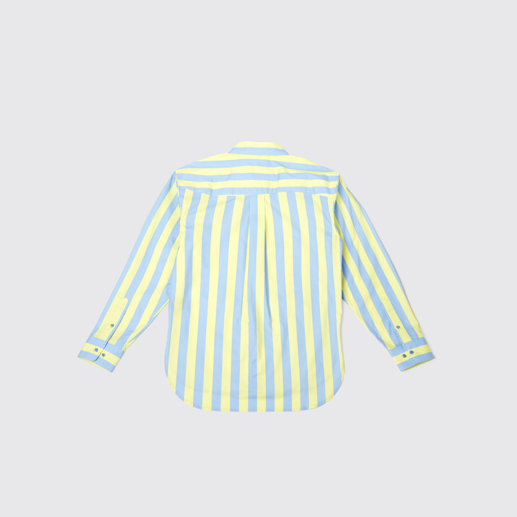 Back view of Shirt Blue and yellow striped unisex shirt