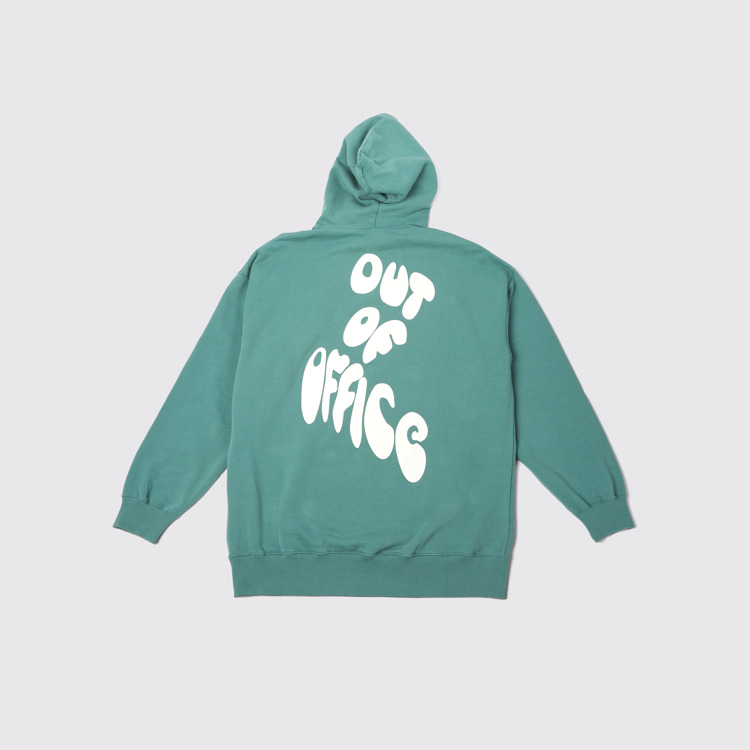 Back view of Hoodie Green and white printed unisex hoodie