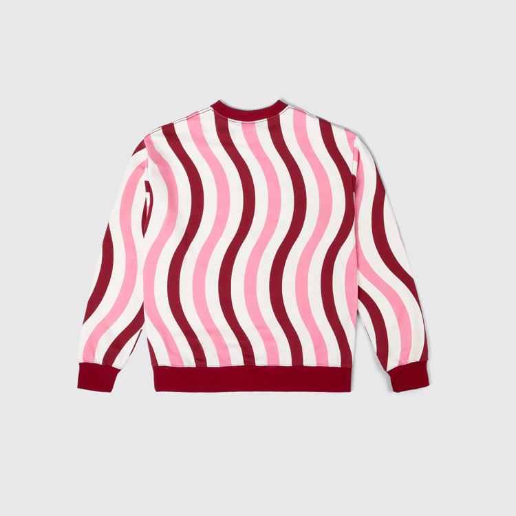 Sweatshirt Pull en coton bio blanc, rose et bordeaux