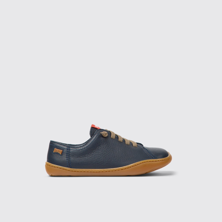 Side view of Peu Blue Leather Kids' Shoes.