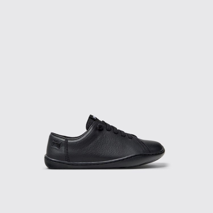 Side view of Peu Black Leather Shoes for Kids.