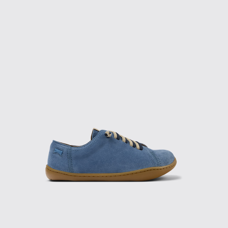 Side view of Peu Blue Nubuck Kids' Shoe.
