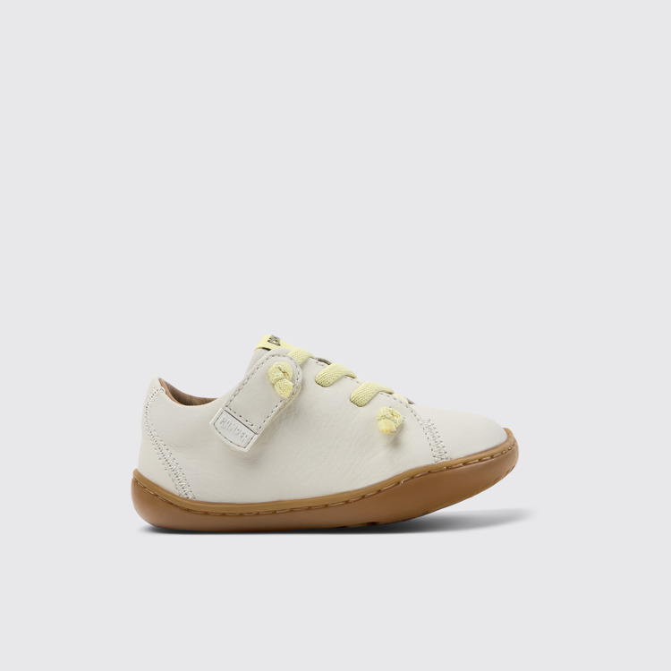 Side view of Peu White Leather Shoes for Kids.
