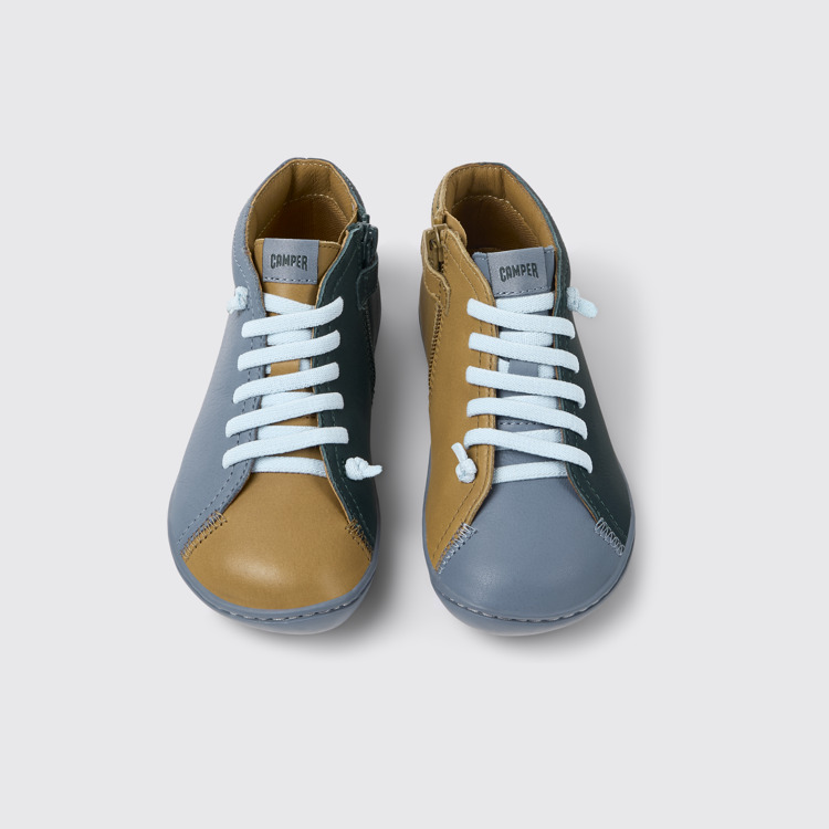 Overhead view of Twins Multicolor leather ankle boots for kids