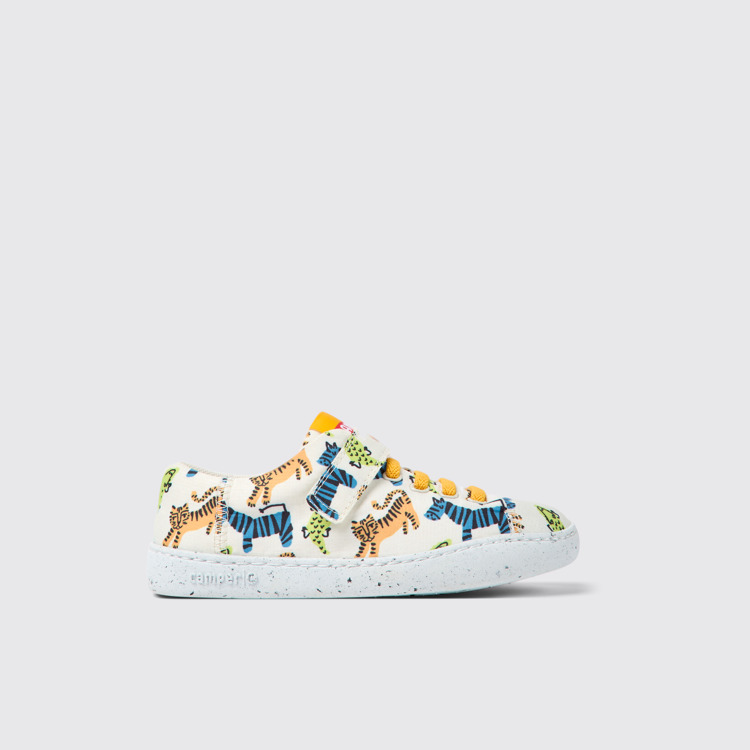 Side view of Peu Touring Multicolored textile shoes for kids