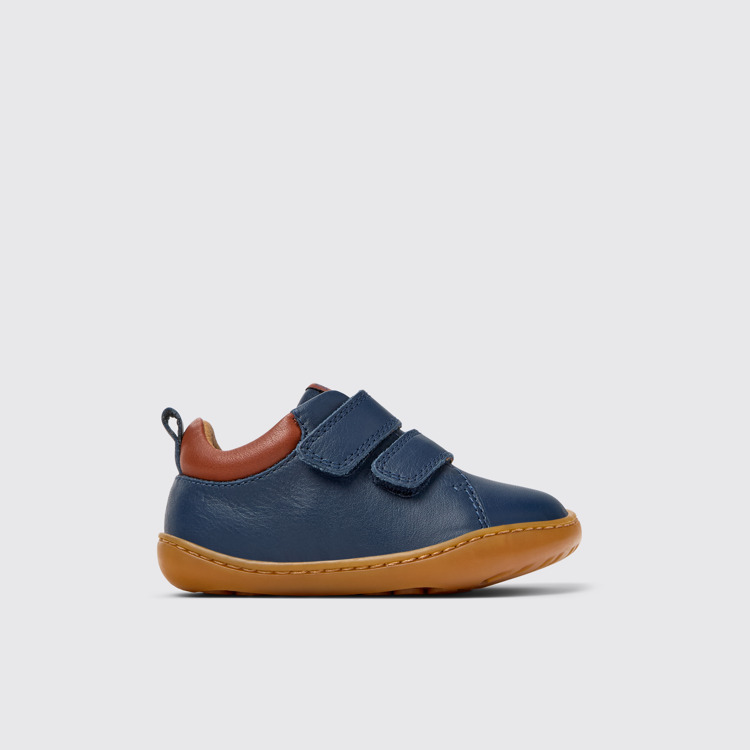 Side view of Peu Blue Leather Sneaker for kids