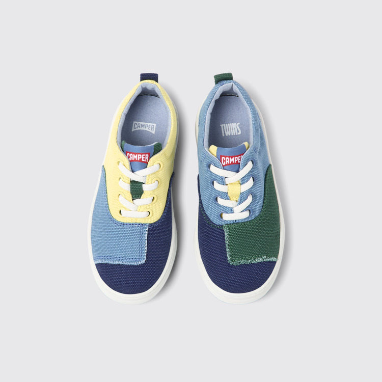 Overhead view of Twins Multicolored textile sneakers for kids