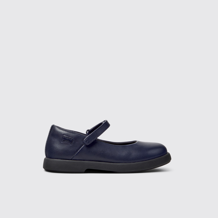 Side view of Duet Blue Leather Ballerinas for Kids.