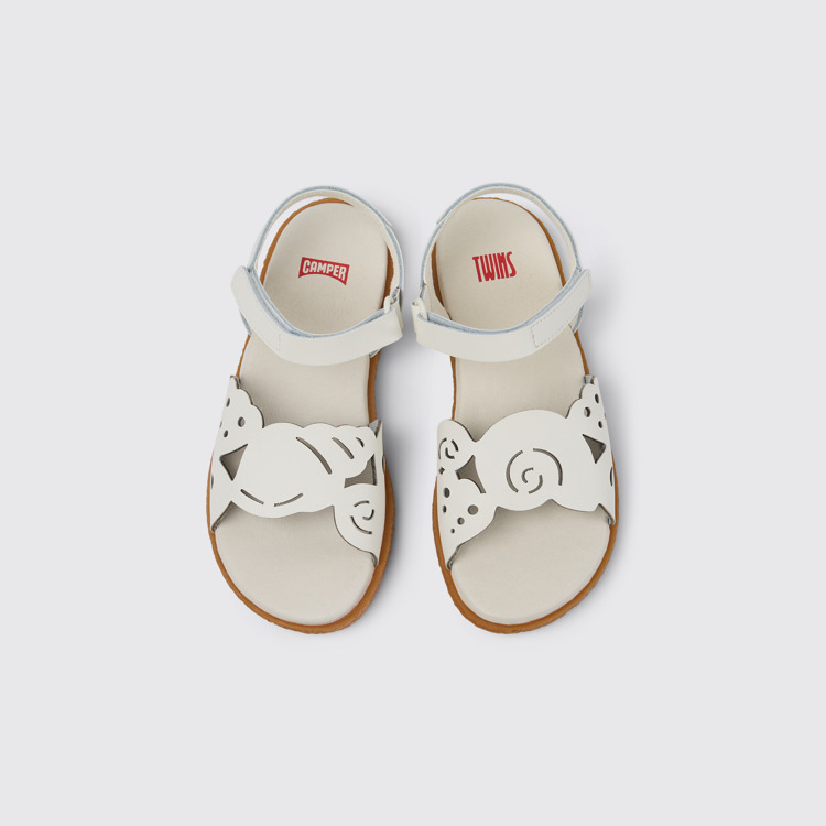 Overhead view of Twins White Leather Sandal
