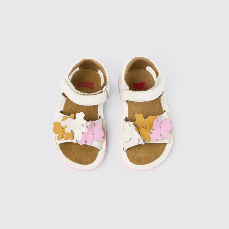 Overhead view of Twins White Leather Sandal