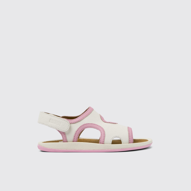 Side view of Bicho White Leather 2-Strap Sandal